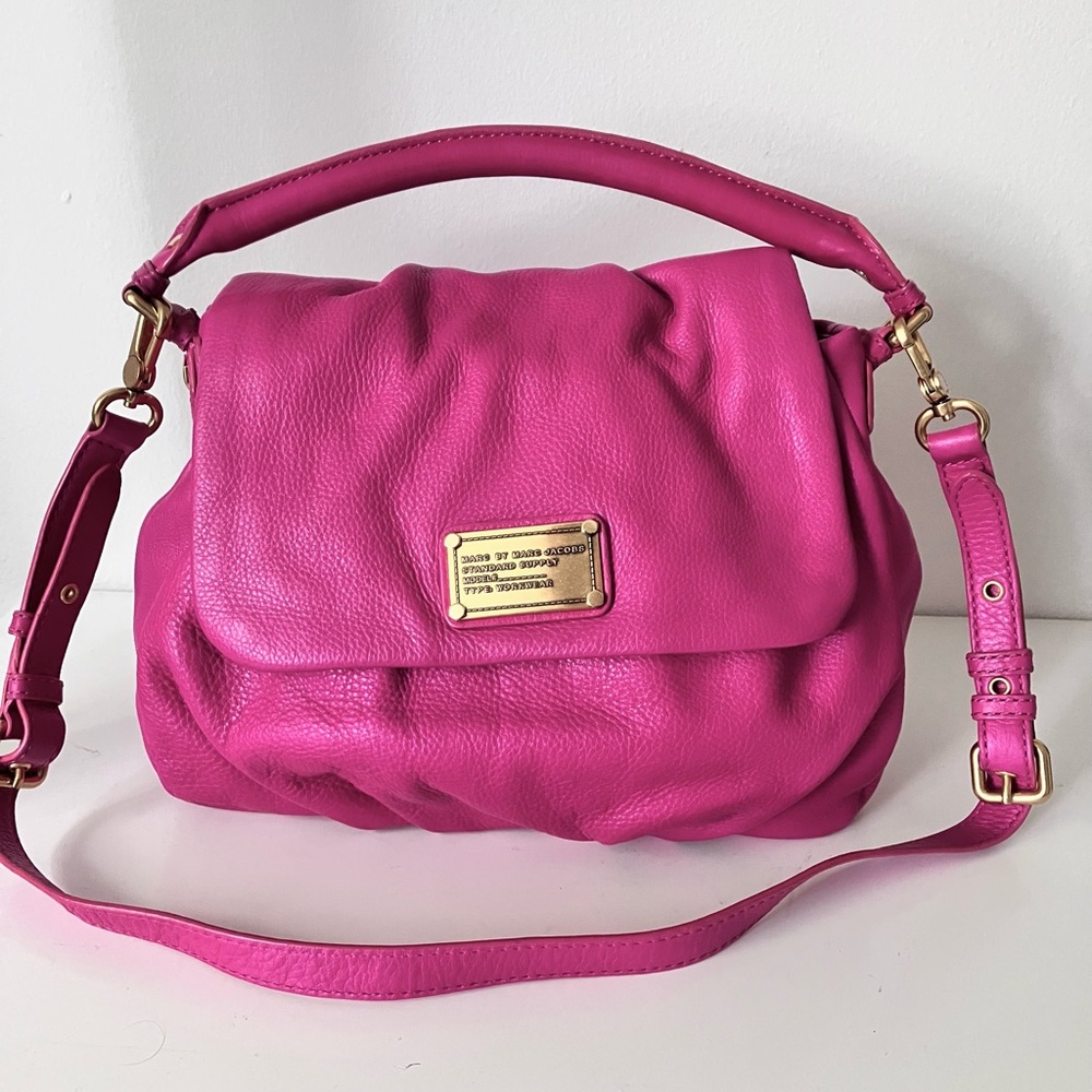 Marc by Marc Jacobs lil’ Ukita Hot Pink Fuchsia Leather Shoulder Bag
